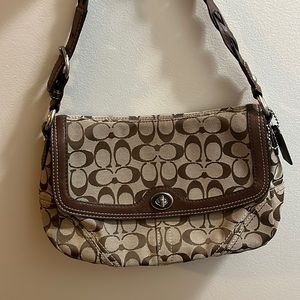 Coach Y2K braided bag Brown leather with brown and tan monogram silver hardware.